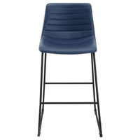 Zuno Bar Height Chair Set of 2, Blue Faux Leather, Black Metal 30 Inch -BM329698