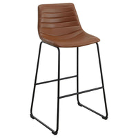 Zuno Bar Height Chair Set of 2, Brown Faux Leather, Black 30 Inch -BM329700