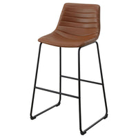 Zuno Bar Height Chair Set of 2, Brown Faux Leather, Black 30 Inch -BM329700