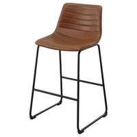 Zuno Counter Height Chair Set of 2, Brown Faux Leather, Black 26 Inch -BM329701