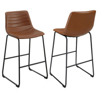 Zuno Counter Height Chair Set of 2, Brown Faux Leather, Black 26 Inch -BM329701