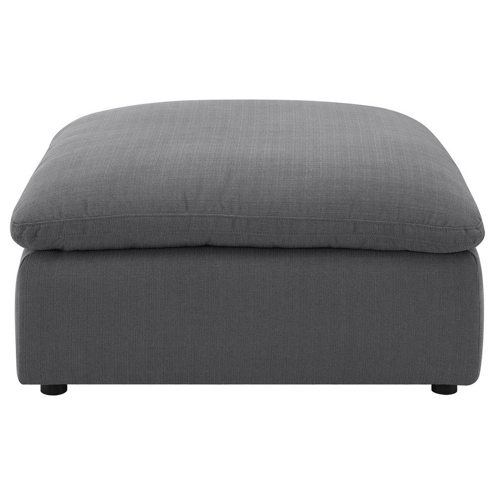 Hobo Square Ottoman, Charcoal Gray Fabric, Foam Cushions, 40 Inch -BM329705