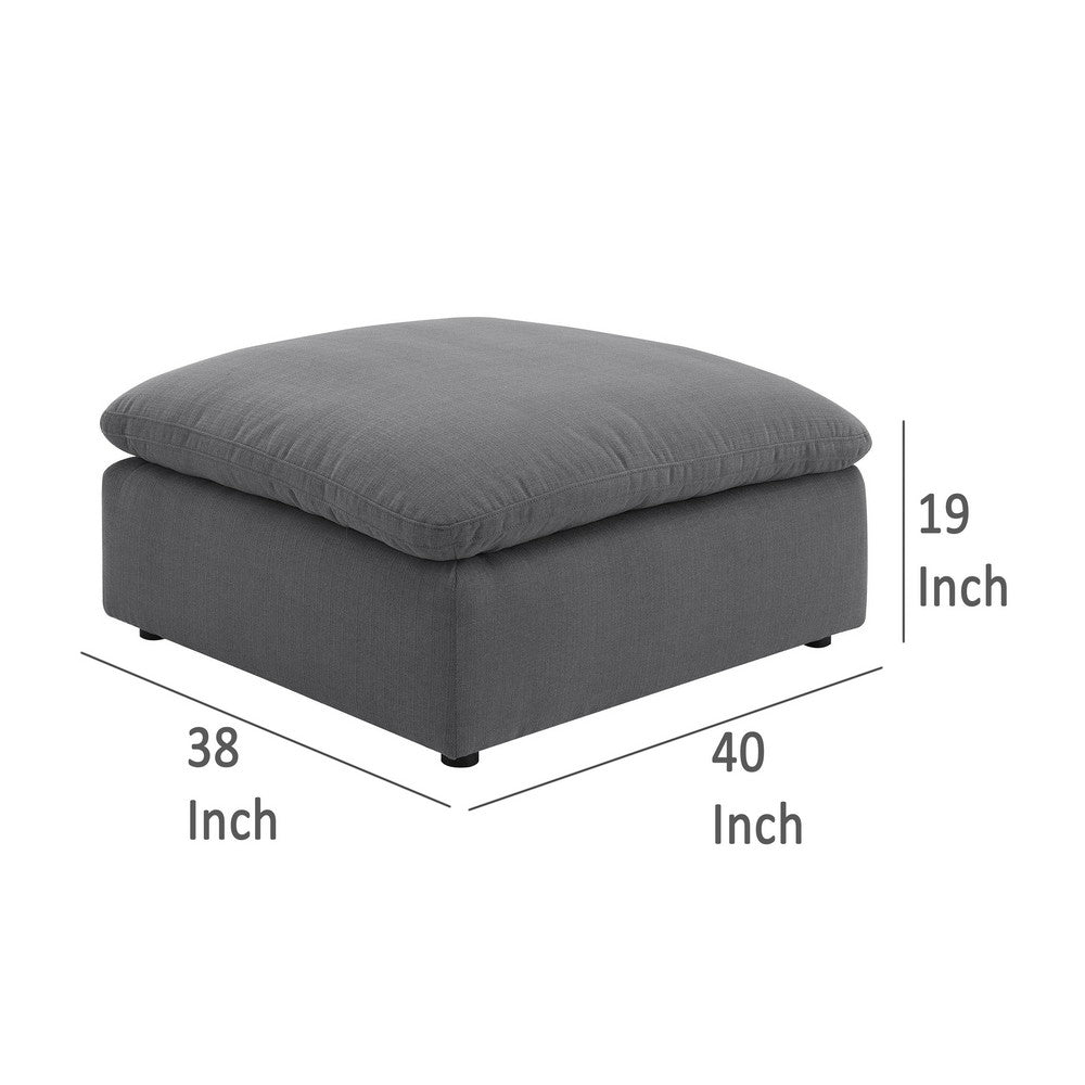 Hobo Square Ottoman, Charcoal Gray Fabric, Foam Cushions, 40 Inch -BM329705