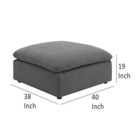 Hobo Square Ottoman, Charcoal Gray Fabric, Foam Cushions, 40 Inch -BM329705