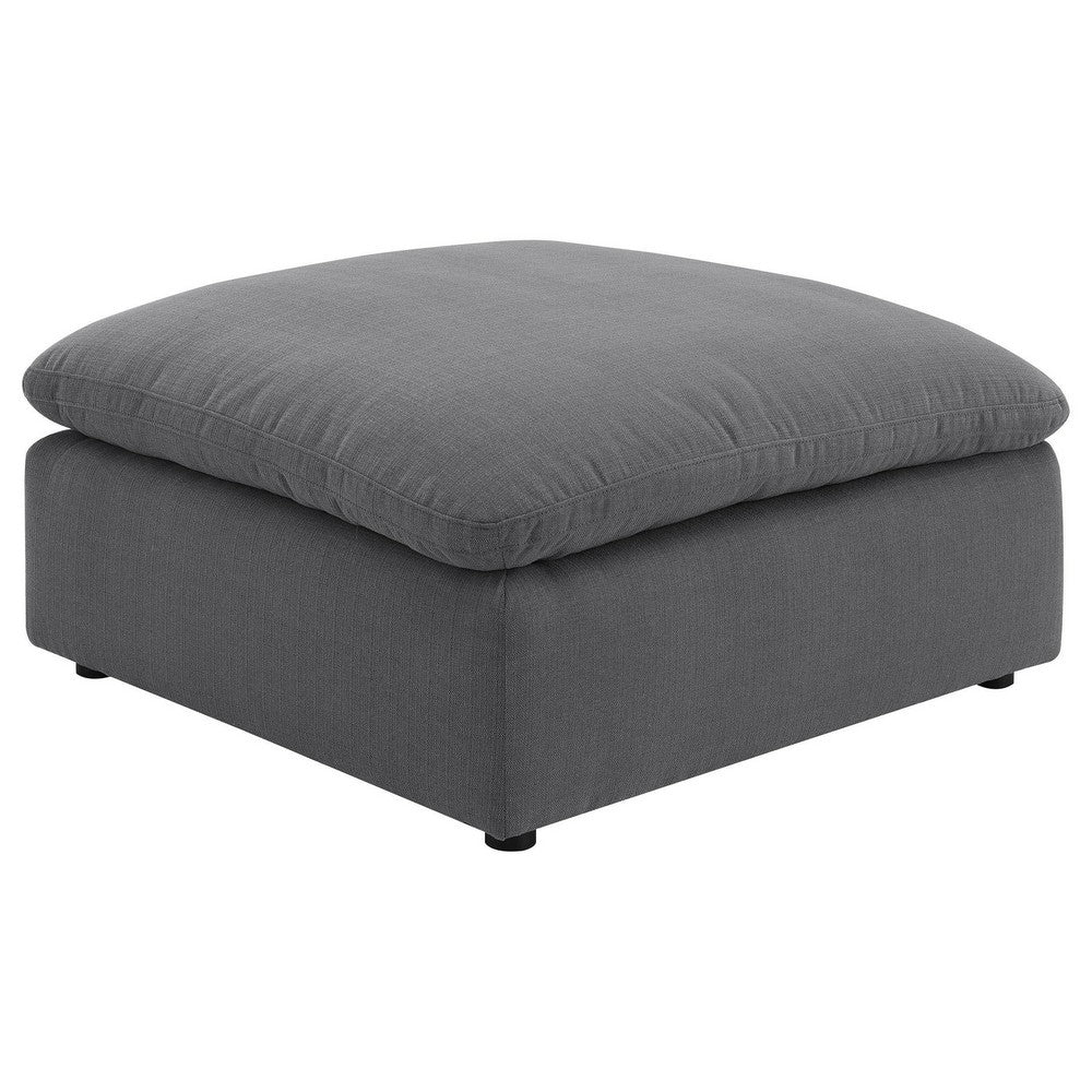 Hobo Square Ottoman, Charcoal Gray Fabric, Foam Cushions, 40 Inch -BM329705