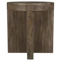 Kinaj Side End Table, Dark Brown Solid Mango Wood, Round 20 Inch -BM329708