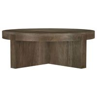 Kinaj Coffee Table, Dark Brown Solid Mango Wood, Round 38 Inch Top -BM329709