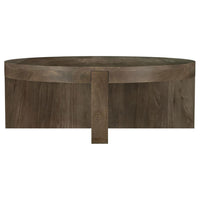 Kinaj Coffee Table, Dark Brown Solid Mango Wood, Round 38 Inch Top -BM329709