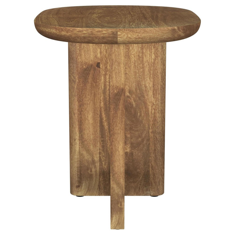 Leti Side End Table, 22 Inch Brown Mango Wood Top, L Shaped Base -BM329714