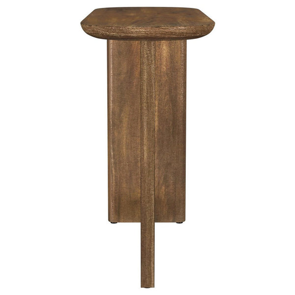 Leti Sofa Console Table, 46 Inch, Brown Mango Wood, L Shaped Base -BM329715