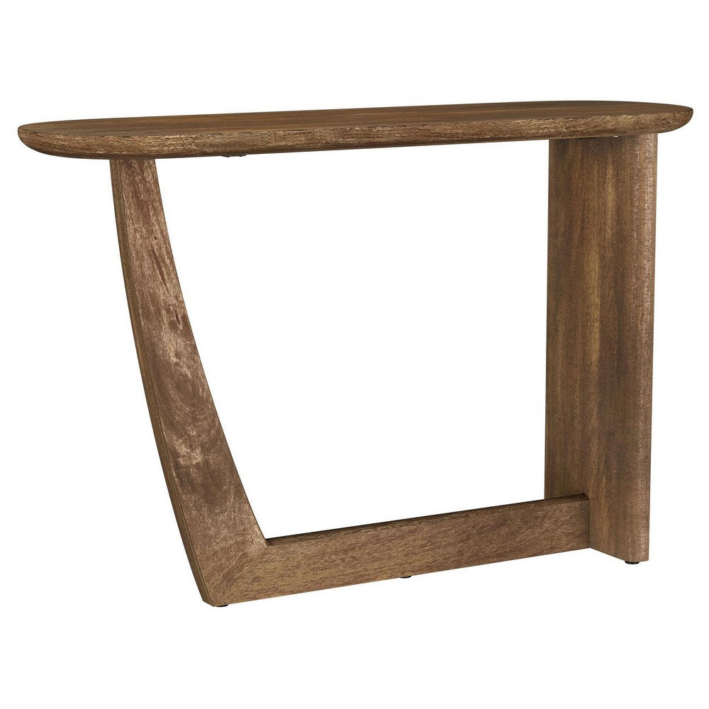 Leti Sofa Console Table, 46 Inch, Brown Mango Wood, L Shaped Base -BM329715