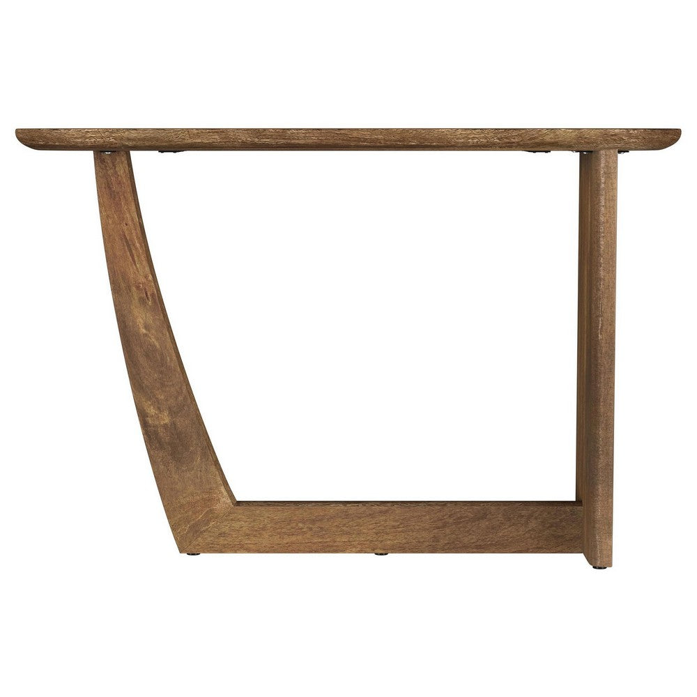 Leti Sofa Console Table, 46 Inch, Brown Mango Wood, L Shaped Base -BM329715