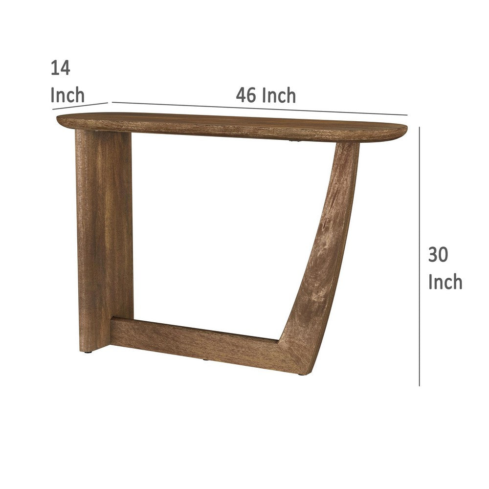 Leti Sofa Console Table, 46 Inch, Brown Mango Wood, L Shaped Base -BM329715