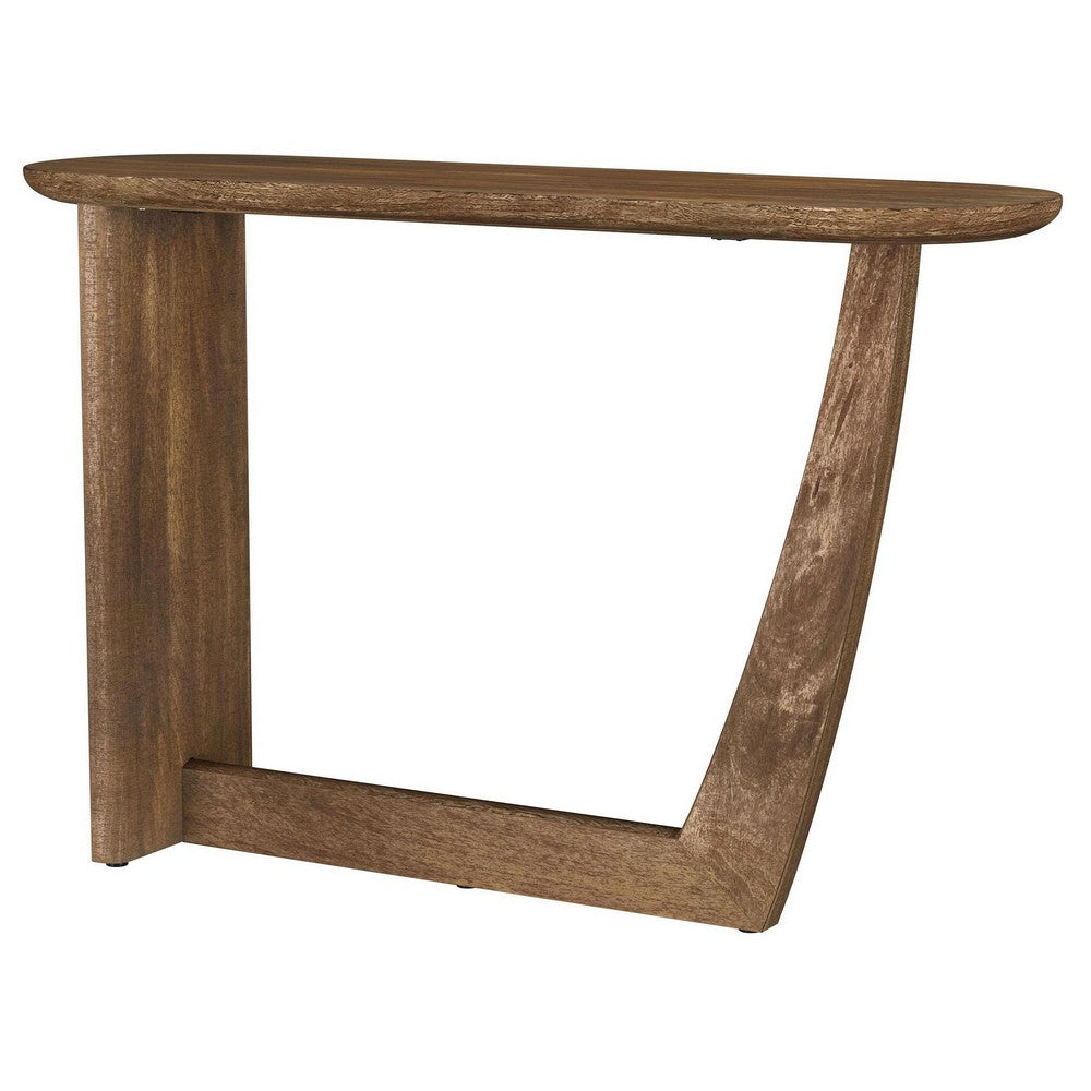 Leti Sofa Console Table, 46 Inch, Brown Mango Wood, L Shaped Base -BM329715