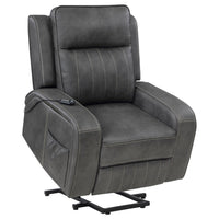 Josen Power Recliner Chair, 36 Inch Gray Faux Leather, Track Armrests -BM329729