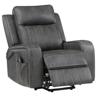 Josen Power Recliner Chair, 36 Inch Gray Faux Leather, Track Armrests -BM329729