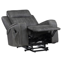 Josen Power Recliner Chair, 36 Inch Gray Faux Leather, Track Armrests -BM329729