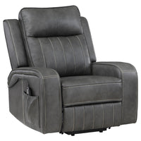 Josen Power Recliner Chair, 36 Inch Gray Faux Leather, Track Armrests -BM329729