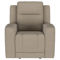 Krio Manual Recliner Chair, 37 Inch Modern Taupe Brown Faux Leather -BM329735