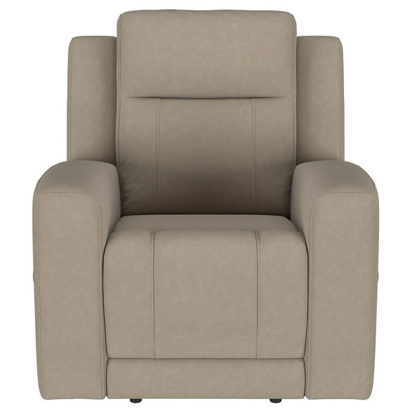 Krio Manual Recliner Chair, 37 Inch Modern Taupe Brown Faux Leather -BM329735
