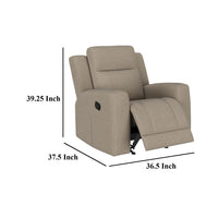 Krio Manual Recliner Chair, 37 Inch Modern Taupe Brown Faux Leather -BM329735