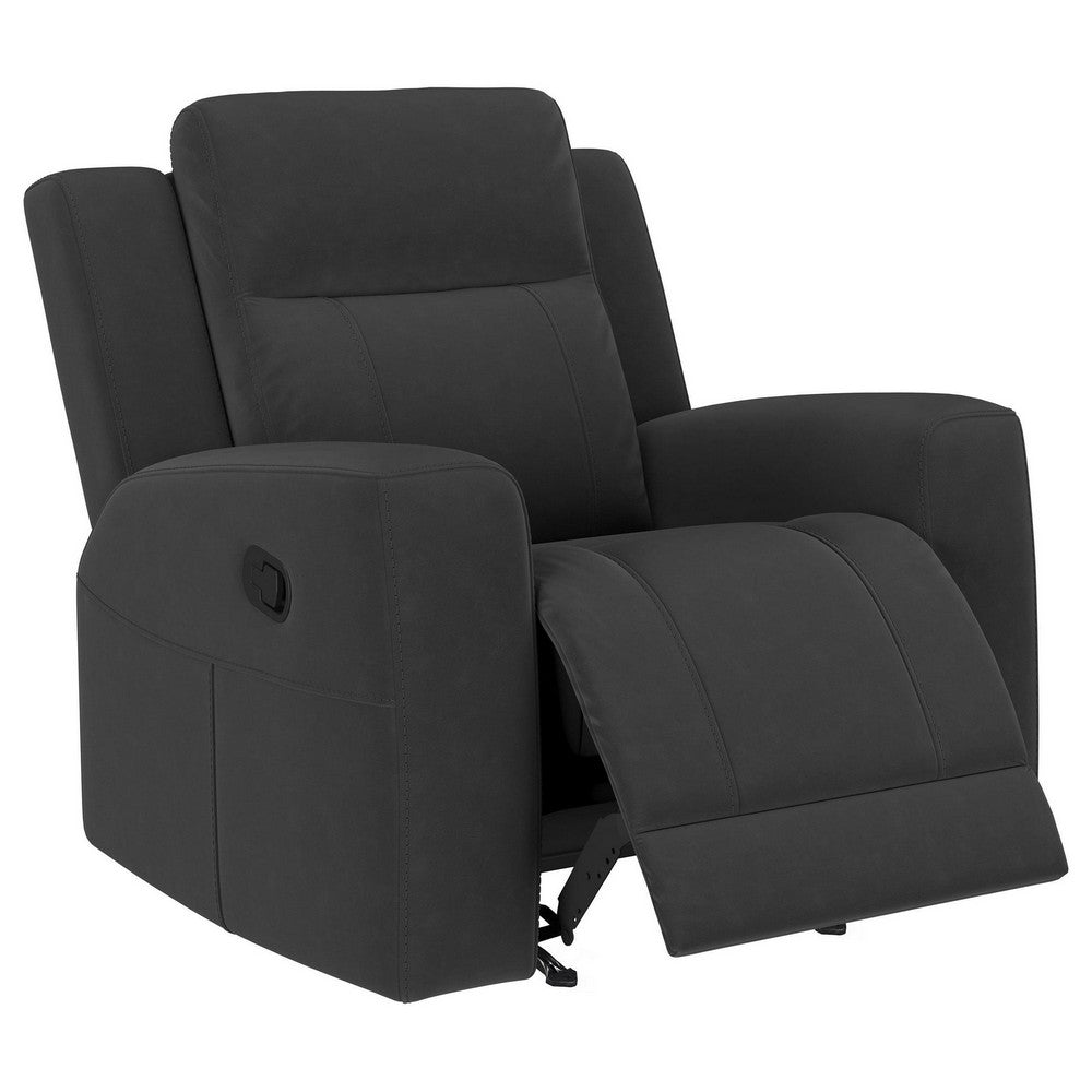 Krio Manual Recliner Chair, 37 Inch, Modern Charcoal Gray Faux Leather -BM329738