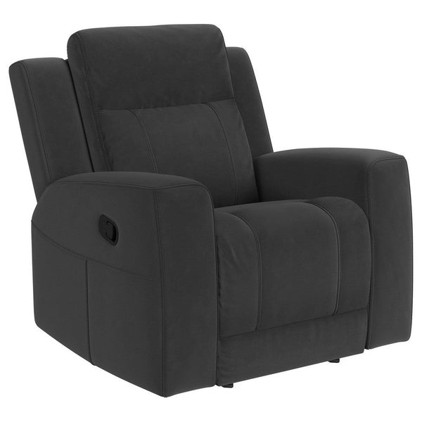 Krio Manual Recliner Chair, 37 Inch, Modern Charcoal Gray Faux Leather -BM329738