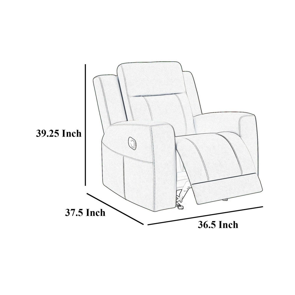 Krio Manual Recliner Chair, 37 Inch, Modern Charcoal Gray Faux Leather -BM329738