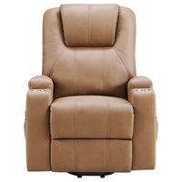 Stoy Power Lift Recliner Chair, Massage, 36 Inch Brown Faux Leather -BM329740
