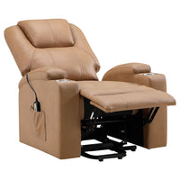 Stoy Power Lift Recliner Chair, Massage, 36 Inch Brown Faux Leather -BM329740