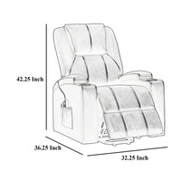 Stoy Power Lift Recliner Chair, Massage, 36 Inch Brown Faux Leather -BM329740