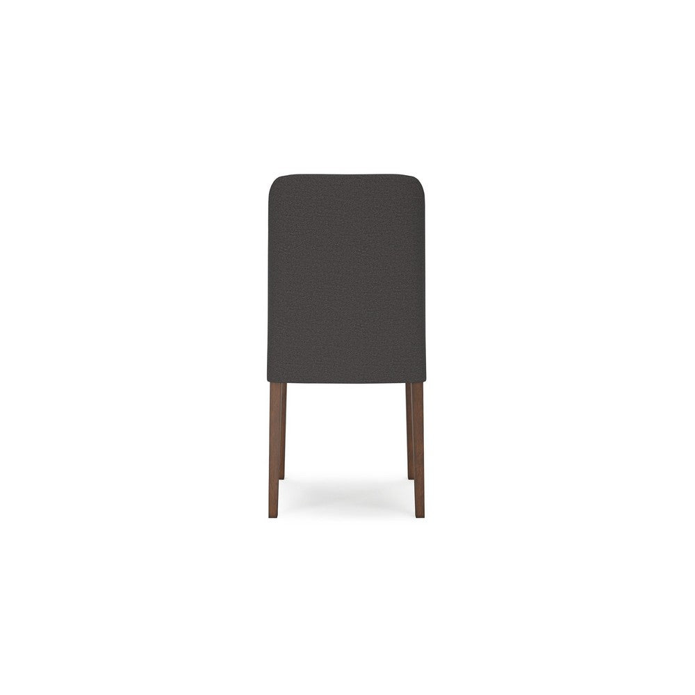 Jeyn Dining Side Chair Set of 2, Solid Wood, Charcoal Gray Polyester -BM329752