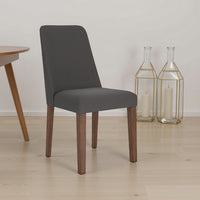 Jeyn Dining Side Chair Set of 2, Solid Wood, Charcoal Gray Polyester -BM329752