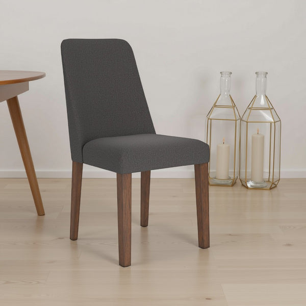 Jeyn Dining Side Chair Set of 2, Solid Wood, Charcoal Gray Polyester -BM329752