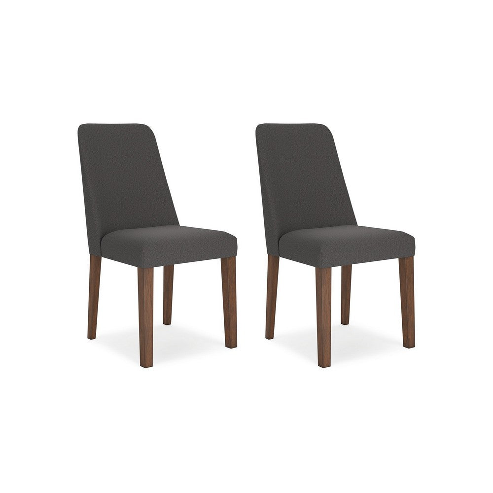 Jeyn Dining Side Chair Set of 2, Solid Wood, Charcoal Gray Polyester -BM329752