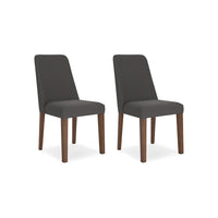 Jeyn Dining Side Chair Set of 2, Solid Wood, Charcoal Gray Polyester -BM329752
