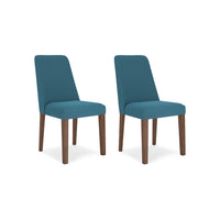Jeyn Dining Side Chair Set of 2, Solid Hardwood, Blue Polyester Fabric -BM329753