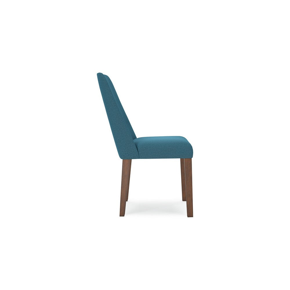 Jeyn Dining Side Chair Set of 2, Solid Hardwood, Blue Polyester Fabric -BM329753