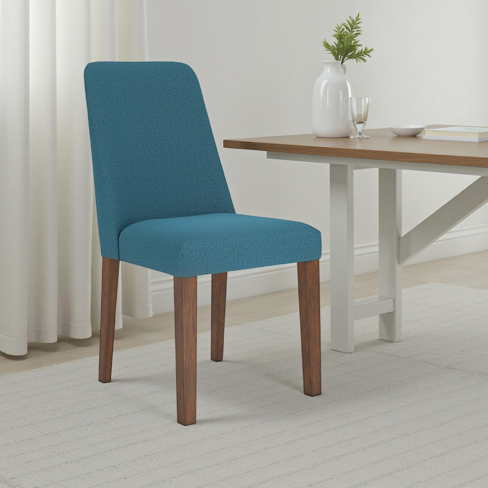 Jeyn Dining Side Chair Set of 2, Solid Hardwood, Blue Polyester Fabric -BM329753