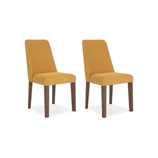 Jeyn Dining Side Chair Set of 2, Solid Hardwood, Yellow Polyester -BM329754