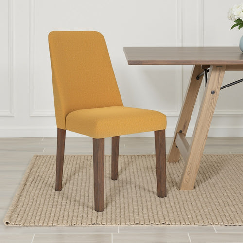 Jeyn Dining Side Chair Set of 2, Solid Hardwood, Yellow Polyester -BM329754