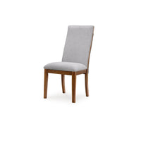 Jeyn Dining Side Chair Set of 2, Solid Hardwood, Light Gray Polyester -BM329755