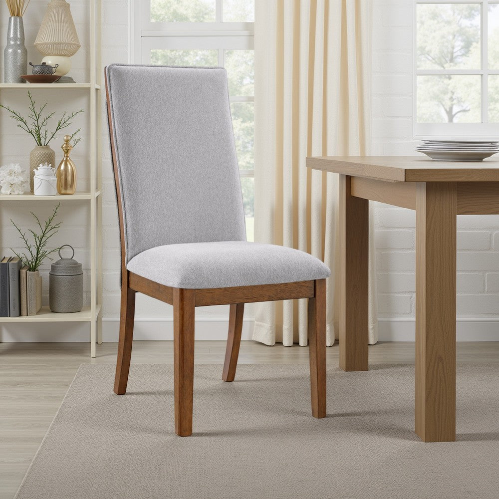 Jeyn Dining Side Chair Set of 2, Solid Hardwood, Light Gray Polyester -BM329755