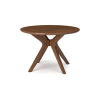 Jeyn Round Dining Table, Modern Curved Base, 45 Inch Brown Mango Wood -BM329757