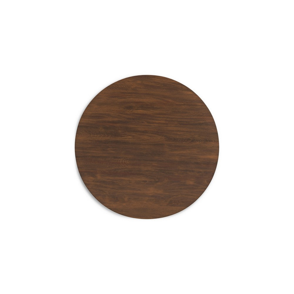 Jeyn Round Dining Table, Modern Curved Base, 45 Inch Brown Mango Wood -BM329757