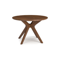 Jeyn Round Dining Table, Modern Curved Base, 45 Inch Brown Mango Wood -BM329757