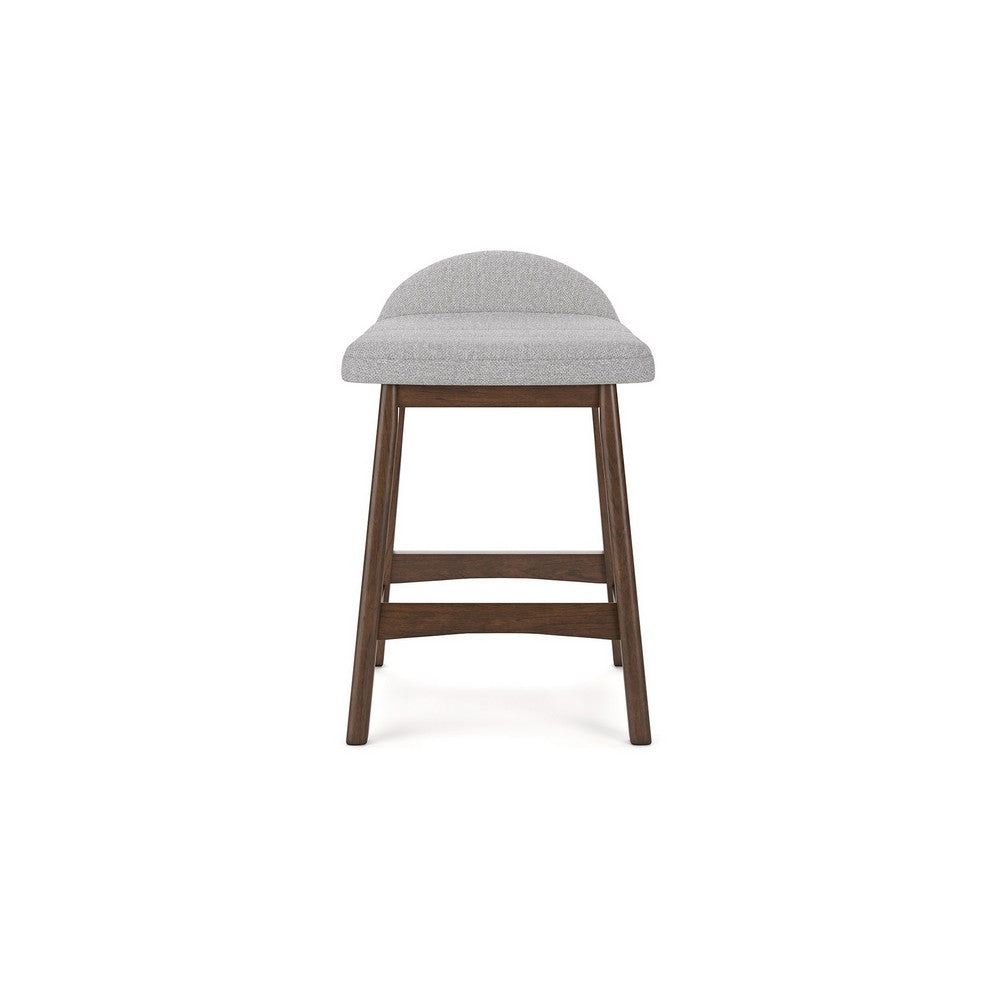 Jeyn Counter Stool with Footrest Set of 2, Brown Wood, Light Gray Seat -BM329758