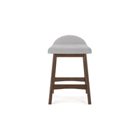 Jeyn Counter Stool with Footrest Set of 2, Brown Wood, Light Gray Seat -BM329758