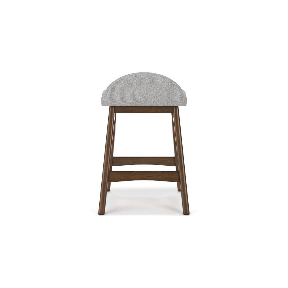 Jeyn Counter Stool with Footrest Set of 2, Brown Wood, Light Gray Seat -BM329758