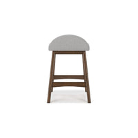 Jeyn Counter Stool with Footrest Set of 2, Brown Wood, Light Gray Seat -BM329758